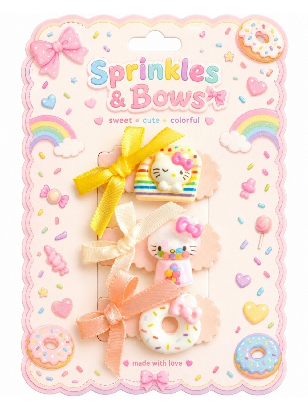 Sprinkles & Bows Sanrio Hello Kitty Bow Clips Barrettes Handmade New